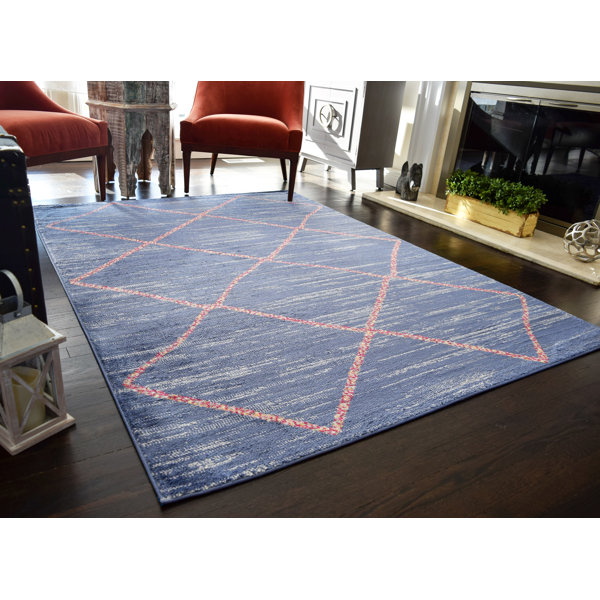 CosmoLiving by Cosmopolitan Geometric Blue Area Rug & Reviews Wayfair